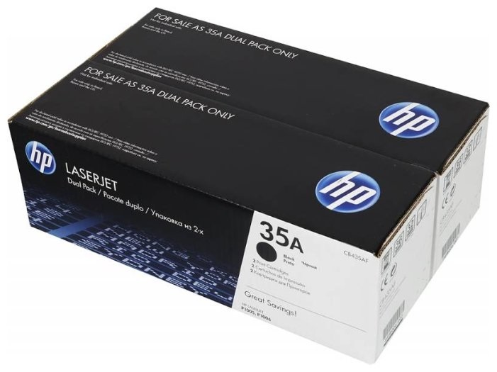 Комплект картриджей HP CB435AD 35A оригинальный чёрный для принтеров LASERJET P1005 | LASERJET P1006