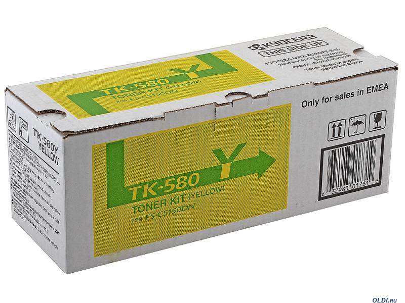 Картридж Kyocera 1T02KTANL0 TK-580Y оригинальный желтый для принтеров FS-C5150DN | ECOSYS P6021cdn