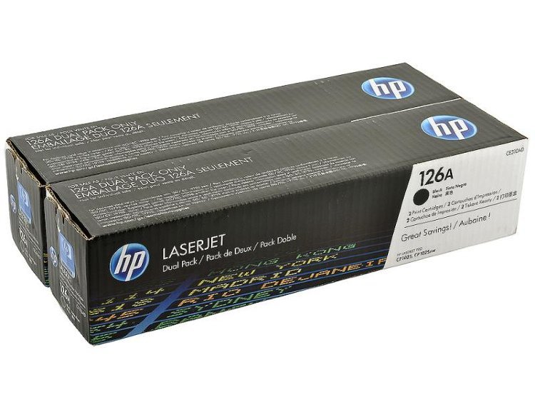 Комплект картриджей HP CE310AD 126A оригинальный чёрный для принтеров LASERJET PRO CP1025 | LASERJET PRO CP1025nw