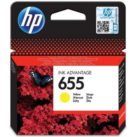 Картридж HP CZ112AE №655 оригинальный жёлтый для принтеров DeskJet Ink Advantage 6525 | DeskJet Ink Advantage 4615 | DeskJet Ink Advantage 4625 e-AiO | DeskJet Ink Advantage 5525 | DeskJet Ink Advantage 3525 | Deskjet Ink Advantage 6625