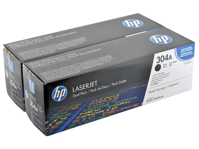Комплект картриджей HP CC530AD 304A оригинальный чёрный для принтеров LASERJET CP2025 | LASERJET CM2320 mfp