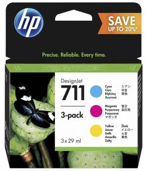 Комплект картриджей HP P2V32A №711 оригинальный цветной для принтеров DesignJet T120 | DesignJet T520 | DesignJet T525