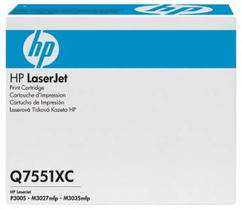 Картридж HP Q7551XC оригинальный чёрный для принтеров Laserjet P3005 | Laserjet M3027 MFP | Laserjet M3035 MFP