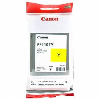 Картридж Canon 6708B001 PFI-107Y оригинальный желтый для принтеров ImagePROGRAF iPF670 | ImagePROGRAF iPF680 | ImagePROGRAF iPF685 | ImagePROGRAF iPF770 | ImagePROGRAF iPF780 | ImagePROGRAF iPF785