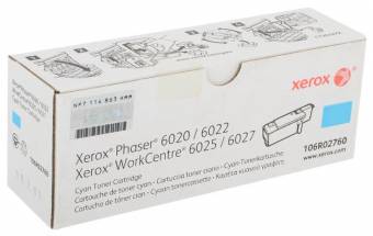 Картридж Xerox 106R02760 оригинальный синий для принтеров Phaser 6020 | Phaser 6022 | WorkCentre 6025 | WorkCentre 6027